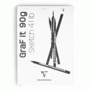 Clairefontaine Lot de 5 Bloc agrafé GRAF IT de 80 feuilles de papier croquis blanc microperforées, 90 g/m², A4, couverture blanche - 3329680966794