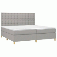 Décoshop26 - Cadre de lit LED avec sommier tête de lit matelas surmatelas 200x200 cm tissu gris clair TDL0207788 - gris 3001232288003