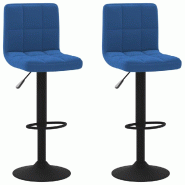 Décoshop26 - Lot de 2 tabourets de bar chaises hautes avec dossier en velours bleu DEC029631 - bleu 3000257473517