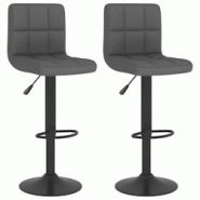 Décoshop26 - Lot de 2 tabourets de bar chaises hautes en tissu gris foncé coutures carrés et acier noir DEC029705 - gris 3000257514050 Décoshop26 - Lot de 2 tabourets de bar chaises hautes en tissu gris foncé coutures carrés et acier noir DEC029705 - gris 3000257514050