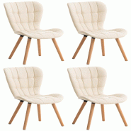 Décoshop26 - Lot de 4 chaises de salle à manger dossier haut coutures décoratives assise en PVC crème 10_0007577 - beige 3000266186705