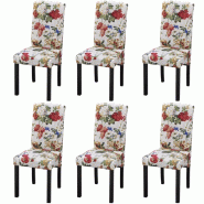 Décoshop26 - Lot de 6 chaises de salle à manger cuisine design rétro tissu multicolore CDS022656 - 3000029451538