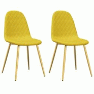 Décoshop26 - Set de 2 chaises de salle à manger couture en losange en tissu jaune moutarde pieds en fer doré DEC025539 - jaune 3000255303908 Décoshop26 - Set de 2 chaises de salle à manger couture en losange en tissu jaune moutarde pieds en fer doré DEC025539 - jaune 3000255303908