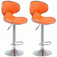 Décoshop26 - Tabouret de bar chaise de bar x2 hauteur réglable avec repose pieds en synthétique orange et métal  TDB10129 - 3000919869603