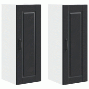 Helloshop26 - Lot de 2 armoires murales de cuisine moderne rangement pratique 30 x 31 x 80 cm en bois d'ingénierie noir 02_0054352 - noir Bois massif