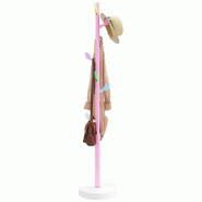Helloshop26 - Porte-manteau sur pied pratique avec 8 patères rangement 172 x 35 cm en fer enduit de poudre rose 02_0047590 - rose 3000234861276