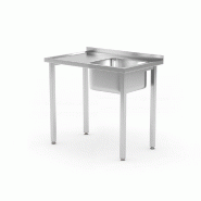 HENDI Table d’évier, vissée, Kitchen Line, vasque sur le côté droit, 800x600x(H)850mm - inox 816769