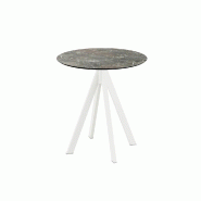 Infinity table de bistrot avec piètement blanc + plateau HPL Galaxy Marble Ø70 cm