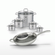 Lot Poêles 32 cm & 24 cm Elo Relief Evolution et Faitouts Elo Citrin - gris inox 3176239958492