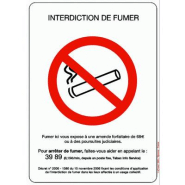 Panneau interdiction de fumer 14,8 x 21 cm PVC Panneau interdiction de fumer 14,8 x 21 cm PVC