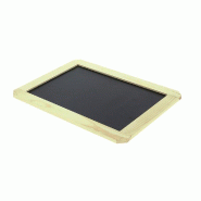 Plateau rectangle "Mémo" ardoise bords bois 36,5x27x1cm - par 20