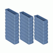 PROREGAL 24x Bac à étagères 400 SN avec étiquette & capot de protection | HxLxP 9x11,7x40cm, 2,7L | Bac à bec - bleu plastique RMK36-28