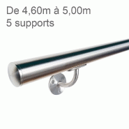 Rampe murale inox - longueur 4,60m à 5m - finition brossé satiné - avec 5 supports Rampe murale inox - longueur 4,60m à 5m - finition brossé satiné - avec 5 supports