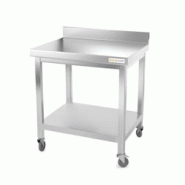 Table de travail en inox 800 x 700 mm adossée sur roulettes / GOLDINOX - inox 3701770802333 Table de travail en inox 800 x 700 mm adossée sur roulettes / GOLDINOX - inox 3701770802333