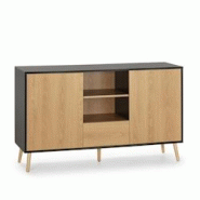 VS Venta-stock Buffet Apolo 2 portes 1 tiroir, coloris noir/bois - noir Bois manufacturé I24062