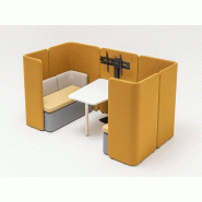Espace de réunion informel 4 personnes Kaiva avec table de réunion et support TV en option Espace de réunion informel 4 personnes Kaiva avec table de réunion et support TV en option