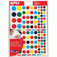 Apli Lot de 5 Etui de 2080 gommettes Ronds, coloris assortis (8) - 3270241016338