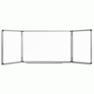 Bi-office tableau triptyque blanc laqué, magnétique effaçable à sec, repose-stylos - format l240 x h90 cm