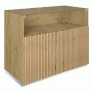 Comptoir vitrine côté bois Vertigo T01 MDF naturel et chêne clair 120x60x93cm
