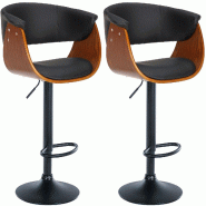 Décoshop26 - Lot de 2 tabourets de bar chic et confortable en bois noyer synthétique et métal noir TDB10721 - noir métal 3002480032691