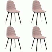 Décoshop26 - Set de 4 chaises de salle à manger en tissu velours rose coutures en losange DEC025652 - 3000255369997 Décoshop26 - Set de 4 chaises de salle à manger en tissu velours rose coutures en losange DEC025652 - 3000255369997