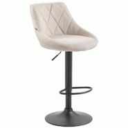 Décoshop26 - Tabouret de bar chaise haute x 1 avec coutures décoratives assise en tissu crème pieds métal noir 10_0005088 - noir 3000252455341 Décoshop26 - Tabouret de bar chaise haute x 1 avec coutures décoratives assise en tissu crème pieds métal noir 10_0005088 - noir 3000252455341