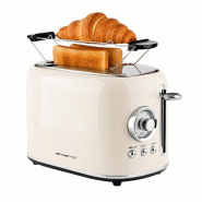 Grille-pain rétro Emerio – 800 W – 2 fentes – Support viennoiseries – 7 niveaux de brunissage – Tiroir ramasse-miettes – TO-133281.1 –