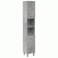 Helloshop26 - Armoire de salle de bain rangement flexible 30 x 30 x 179 cm en bois d'ingénierie gris béton 02_0050772 - gris Bois massif 3000236559331