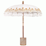 Helloshop26 - Parasol balinais avec base extérieur jardin 215 x 215 x 260 cm ambiance cosy en coton crème 02_0055943 - Bambou 3000239273708