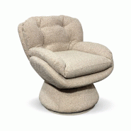 Now's Home - Fauteuil pivotant en tissu chiné beige 74x61x70cm gustave - 3256390254654
