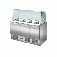 Saladette professionnel 3 portes 368 l avec vitre bombé statique - PTHS903CG