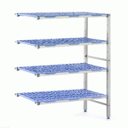 Tournus RAYONNAGE A CLAYETTES AMOVIBLES clayettes polypropylène, crochets d angle inclus à 4 niveaux dimensions  1653 x 500 mm hauteur 1750 mm - PCE