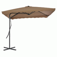 VidaXL Parasol d'extérieur avec poteau en acier 250 x 250 cm Taupe Modèle Boréal Horizon - 44884