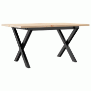 VidaXL Table basse cadre en X 80x50x40 cm bois de pin massif et acier Modèle Polaris Prestige Plus - 3282684