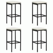 VidaXL Tabourets De Bar Avec Coussins Lot De 4 Noir Résine Tressée - noir 313446 VidaXL Tabourets De Bar Avec Coussins Lot De 4 Noir Résine Tressée - noir 313446