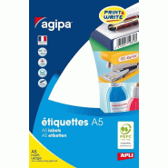 64 étiquettes blanches multi-usage, format 53 x 100 mm (16 feuilles A5 / cdt) - 3270241003123