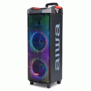 AIWA KBTUS-710-MKII Enceinte Karaoké Portable 700W Bluetooth 5.0 TWS 2 Micros VHF Sans Fil Batterie, Système d'éclairage LED RGB - noir KBTUS-710