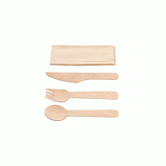 Betik Ecoline – 500 unités – Kit couverts bois 4 en 1 – couteau + fourchette + cuillère + serviette kraft - beige Bois massif 1010938 Betik Ecoline – 500 unités – Kit couverts bois 4 en 1 – couteau + fourchette + cuillère + serviette kraft - beige Bois massif 1010938