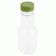 Bouteille PET transparent + bouchon plastique vert 110ml Ø4,5x11,4cm - par 100