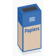 Box de collecte design et coloré pour recyclage de vos archives, imprimés et autres feuilles de papier en entreprise