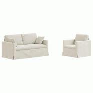 Canapé 2 pcs Crème 158 x 78 x 80 cm Velours Modèle Apex Pure Élite - Matériau naturel 8721364374454