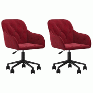 Chaises pivotantes à manger lot de 2 Rouge bordeaux Velours Modèle Unique Prestige - 3103426