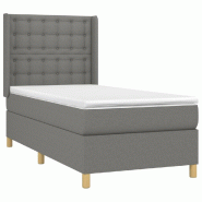 Décoshop26 - Cadre de lit LED avec sommier tête de lit matelas 100x200 cm tissu gris foncé TDL0208426 - gris 3001539647763