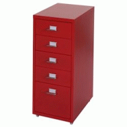 Décoshop26 - Caisson à tiroirs sur roulettes porte-étiquette 69x28x41cm 5 tiroirs en acier rouge 04_0004360 - 3000448032691 Décoshop26 - Caisson à tiroirs sur roulettes porte-étiquette 69x28x41cm 5 tiroirs en acier rouge 04_0004360 - 3000448032691