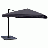 Décoshop26 - Parasol déporté 3×4 m (5 m) – Toile polyester anthracite – Structure aluminium/acier – Avec pied rotatif – Volant 04_0007955