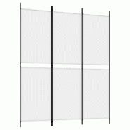 Décoshop26 - Paravent séparateur de pièce cloison 3 panneaux 150 x 180 cm en tissu blanc et fer DEC030739 - blanc 3000258095091