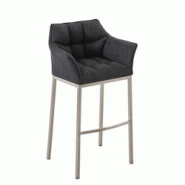 Décoshop26 - Tabouret de bar chaise haute de comptoir couture carrées assise en tissu gris foncé 4 pieds stables en acier 10_0004723 - gris 3000252 Décoshop26 - Tabouret de bar chaise haute de comptoir couture carrées assise en tissu gris foncé 4 pieds stables en acier 10_0004723 - gris 3000252