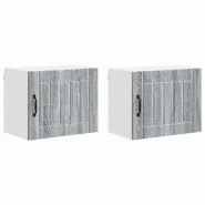 Helloshop26 - Lot de 2 armoires murales de cuisine modernes avec rangement pratique 50 x 31 x 40 cm en bois gris sonoma 02_0053936 - gris Bois massif