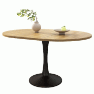 Merax Table à manger extensible 100-140x100 cm, table ovale avec plateau MDF et pieds en fer, charge 100 kg, chêne/bois naturel - multi-matériau N6 Merax Table à manger extensible 100-140x100 cm, table ovale avec plateau MDF et pieds en fer, charge 100 kg, chêne/bois naturel - multi-matériau N6
