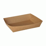 Papstar 50 barquettes à snacks, gamme « pure », carton, 4 cm x 11 cm x 16 cm, marron - marron multi-matériau 48192000
